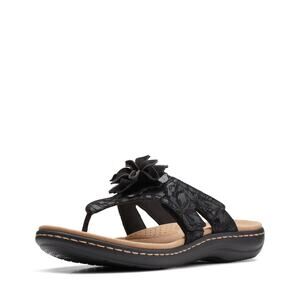 NWT Clarks Women’s Laurieann Gema Sandal Black Leather/Synthetic Size 7